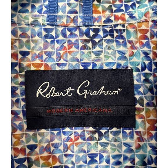 NWT Robert Graham Venlow Shirt Blue Mens 3XL Long Sleeve Geometric AOP $168 - Picture 5 of 15